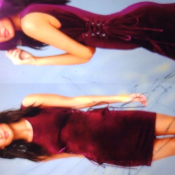 Lulu's Burgundy Velvet Lace-up Bodycon Dress - Picture 1 of 8